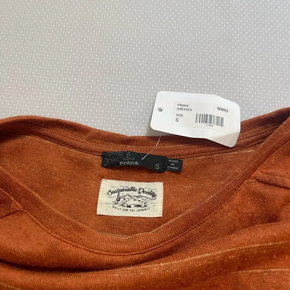prAna Women's Cedar Heather Stripe Caris Cozy Up Dress size Small New - Picture 2 of 6